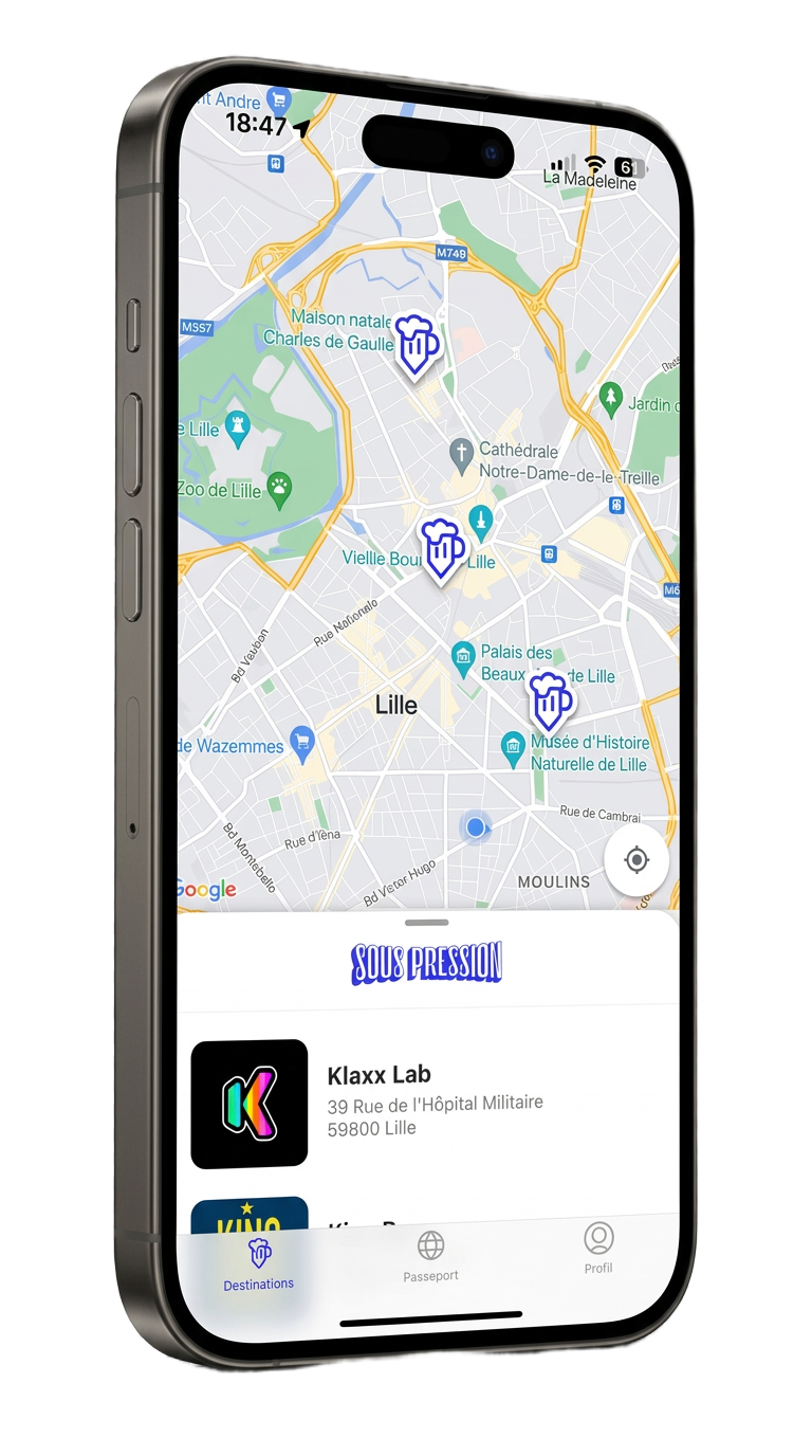 Aperçu de l'application Passeport sous pression avec sa grille de tampons